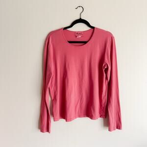 Flax Pink Red Long Sleeve Shirt Medium Cotton Made in USA Lagen Natural Norm